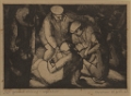 19470000 THE GENDARMERIE or THE INSPECTION Christian and Anne have their passports checked in post-war France Soft ground etching and aquatint Christian C. Vlasto (m. Abbas)